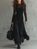 FJØRNA elegant maxi dress for women, flowy tulle casual dress in soft colors, displayed on a hanger.