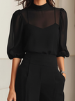 FJØRNA women's summer two-piece chiffon co-ord set with high waist, stylish and lightweight for warm weather.