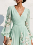 FJØRNA women's summer midi dress with floral pattern, V-neck, and flowing fabric, perfect for warm weather.