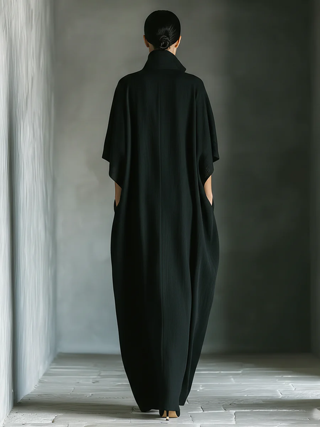 FJØRNA women's summer maxi dress with V-neck and kimono sleeves, flowing lightweight fabric perfect for warm weather.