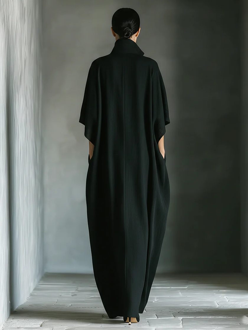 FJØRNA women's summer maxi dress with V-neck and kimono sleeves, flowing lightweight fabric perfect for warm weather.