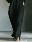 FJØRNA women's summer maxi dress with V-neck and kimono sleeves, lightweight and flowy for warm weather wear.