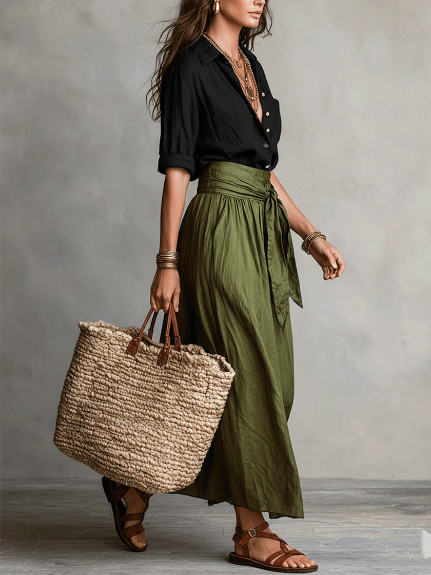 FJØRNA Vera white two-piece dress set with a casual shirt and dress, perfect for stylish summer wear.
