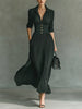 FJØRNA Erica signature fitted waist maxi dress with pleated skirt and ruched bodice, elegant and flowing full-length dress.