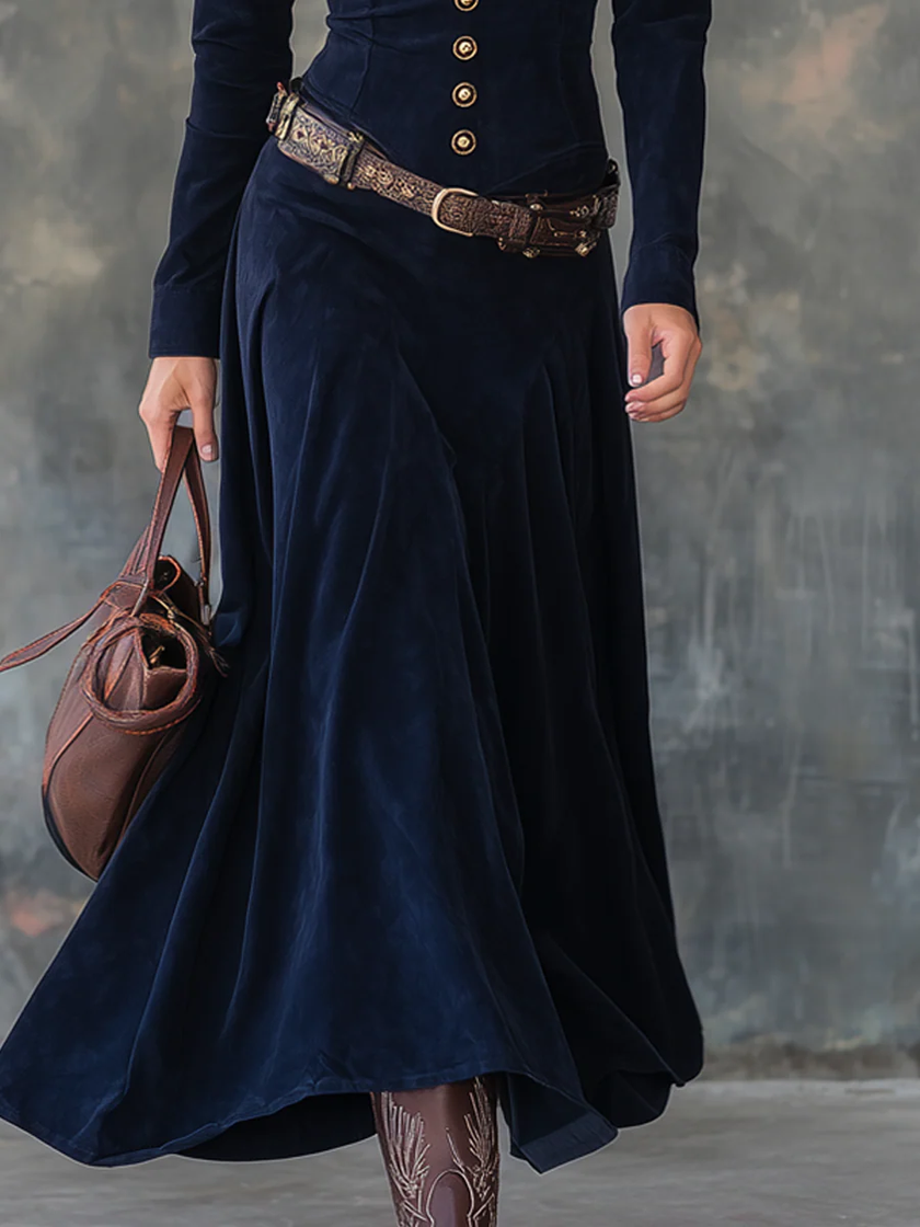 FJØRNA women's suede belted coat, stylish and warm, shown hanging with front view and belt detail.