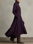 FJØRNA women's summer maxi dress with high neck and long sleeves, flowing lightweight fabric perfect for warm weather.