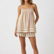 Yellow striped FJØRNA lightweight smocked cami and relaxed shorts 2-piece set, perfect for casual daywear.
