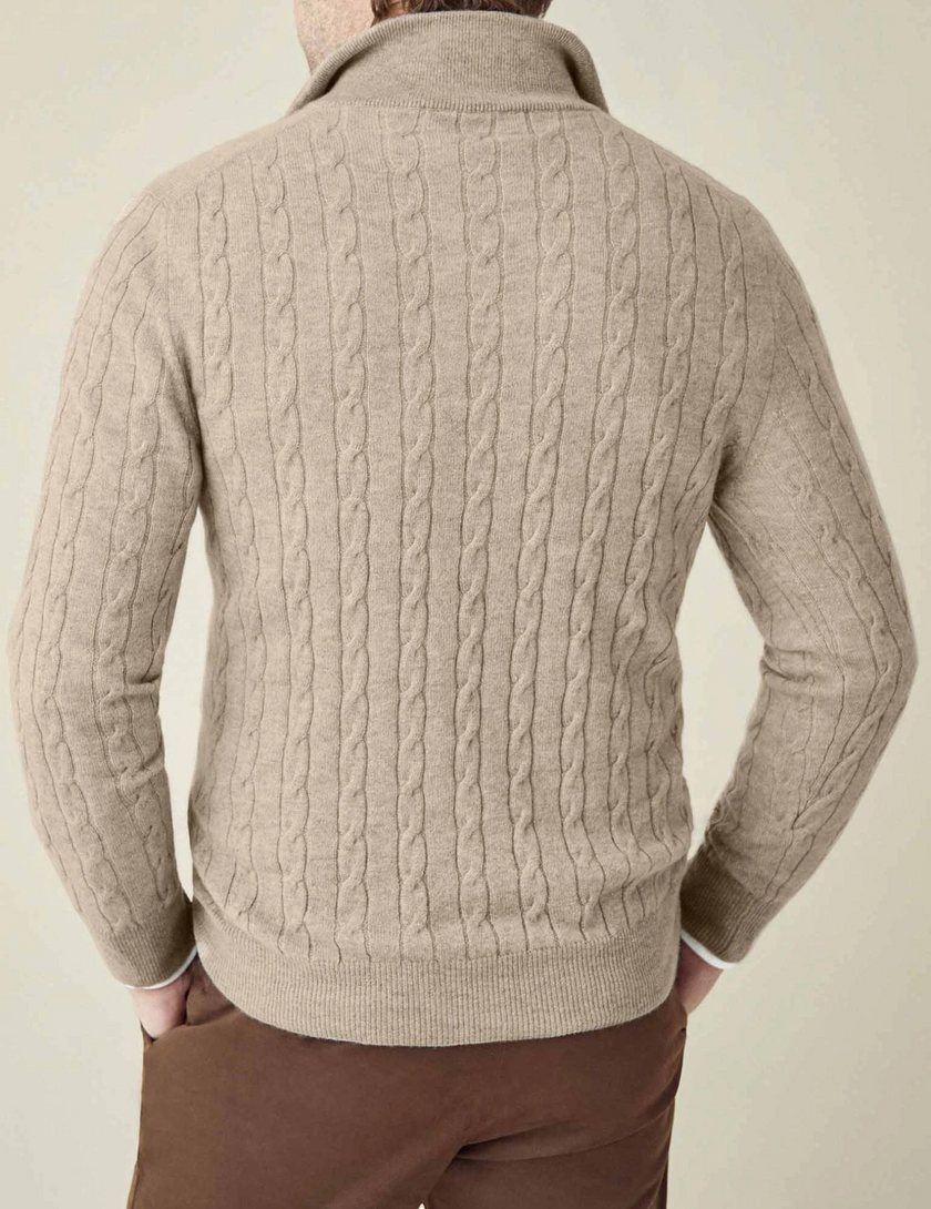 Zipper Sweater - Cable Knit Texture & Adjustable Warmth