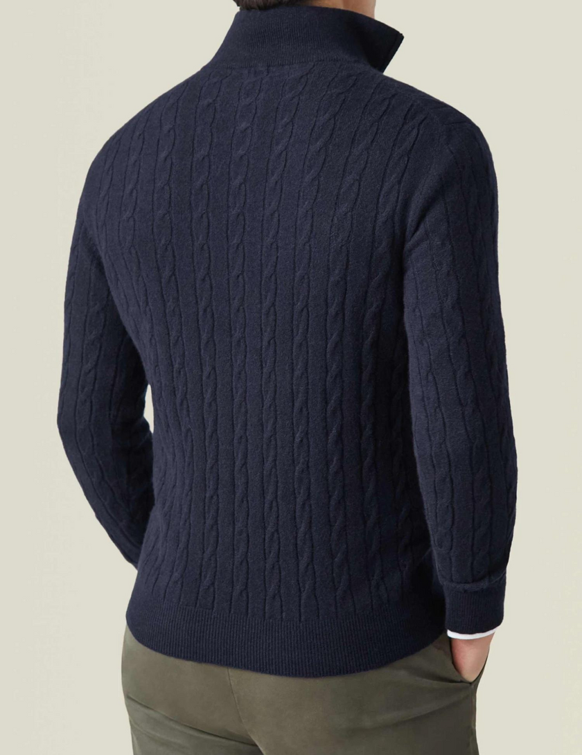 Zipper Sweater - Cable Knit Texture & Adjustable Warmth