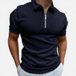 Men's slim fit zip polo shirt by FJØRNA, smart casual men's shirt with a front zipper and classic collar, in a sleek design.