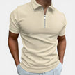 Men's slim fit zip polo shirt by FJØRNA, smart casual men's shirt with a zipper collar and modern design.