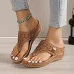 FJØRNA women's orthopedic heeled sandals with wedge heel, adjustable strap, arch support, soft leather, and anti-slip sole.