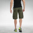 FJØRNA men's cargo shorts with belt and multiple pockets, displayed on a model for casual outdoor wear.