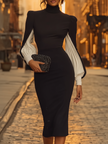 White FJØRNA midi dress for women, stylish sleeveless dress with a flowing silhouette and elegant design.