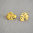 Granulated Frosted Earrings with Vintage Gold Leaf Accents