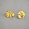 Granulated Frosted Earrings with Vintage Gold Leaf Accents
