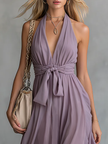 Chiffon Halter Neck Maxi Elegant Dress Elegant | Evening Dress