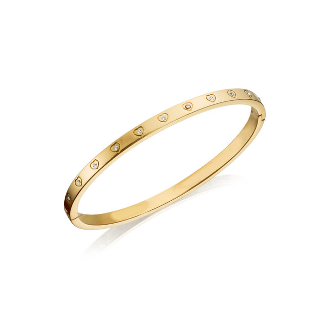 Lily | Crystal Heart Bangle (Gold)