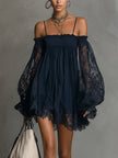 FJØRNA elegant mini dress for women, off-shoulder with pleated design, stylish women's dress for special occasions.