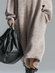 Grey Knit Floral Midi Dress For Women