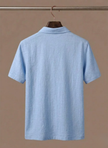 Men's FJØRNA linen beach shirt, lightweight breathable summer polo, button-up style perfect for casual beachwear.