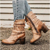 Brienna – Women’s Distressed Leather Ankle Boots with Buckles & Chunky Heel