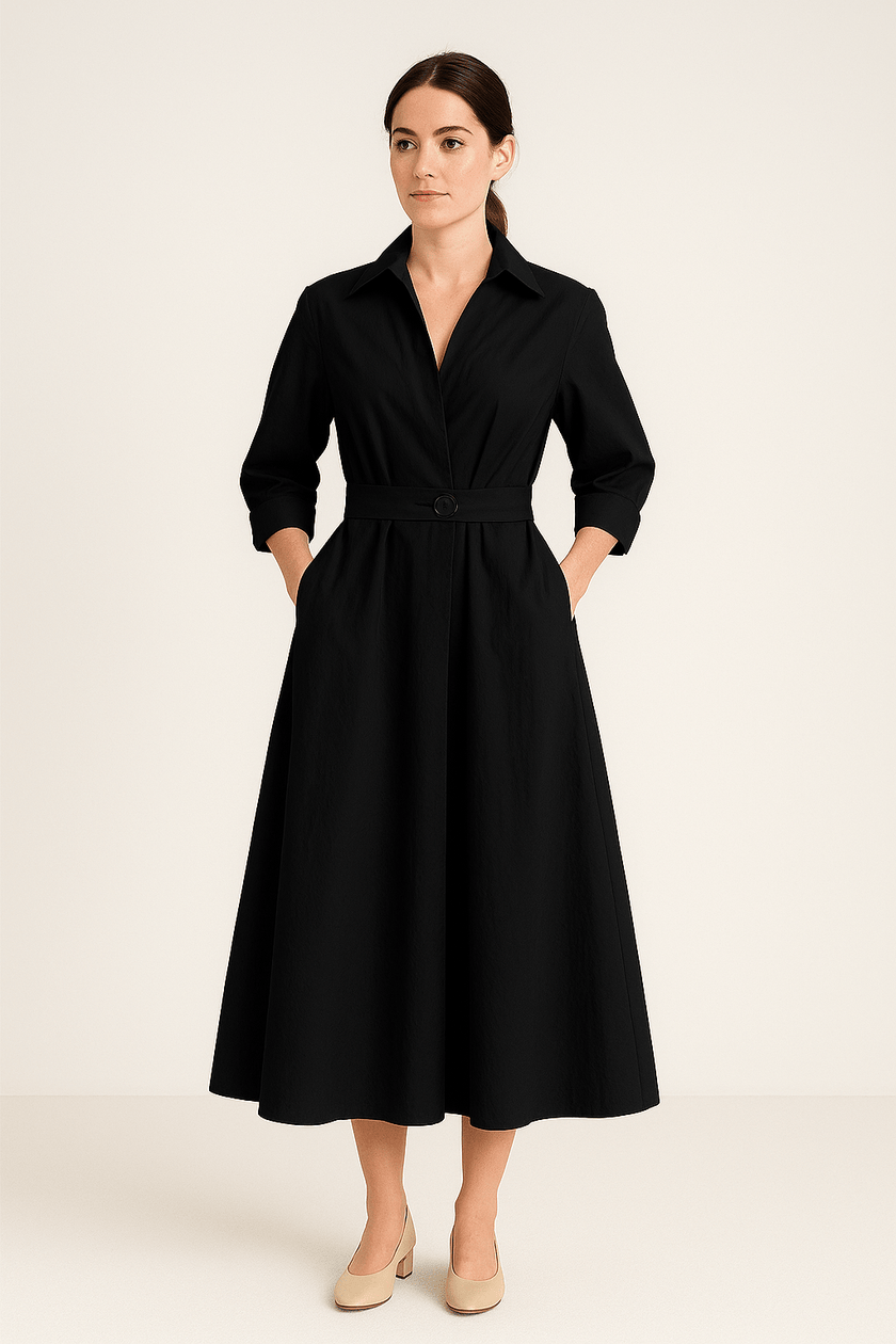 Elegant Black Shirt Dress - 3