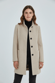 Wool Blend Coat Grey Stand Collar - 22