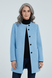 Wool Blend Coat Grey Stand Collar - 33