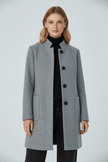 Wool Blend Coat Grey Stand Collar - 34