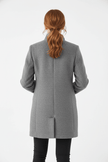 Wool Blend Coat Grey Stand Collar - 3