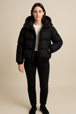 Cropped Quilted Puffer Jacket Grey - 2