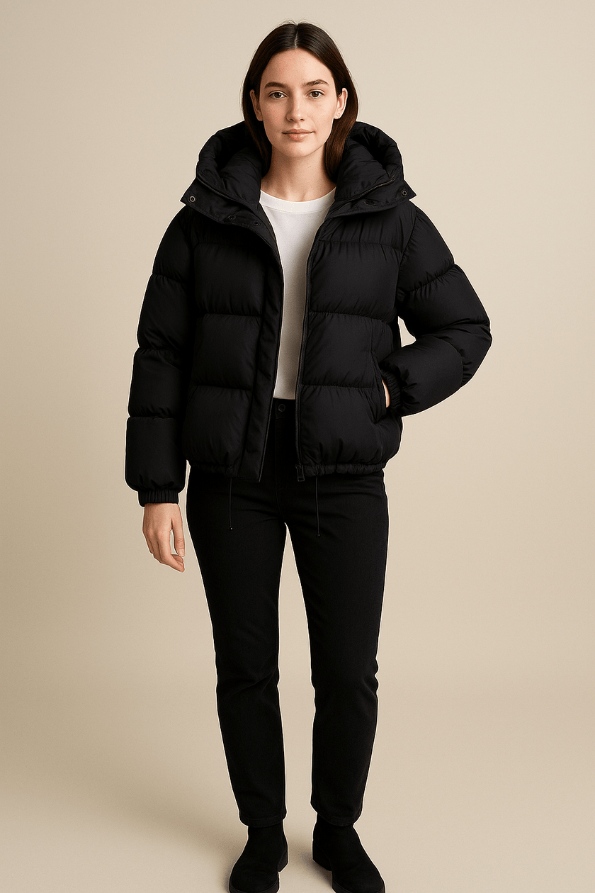 Cropped Quilted Puffer Jacket Grey - 2
