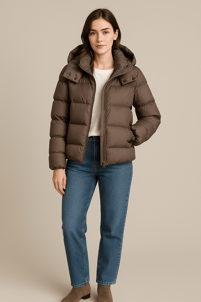 Cropped Quilted Puffer Jacket Grey - 1