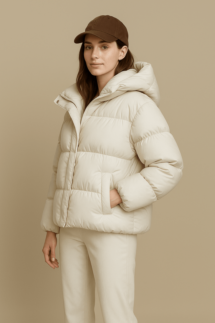 Cropped Quilted Puffer Jacket Grey - 3