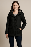 Mid-Length Raincoat Black Adjustable Hood - 3