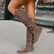 Maren – Women’s Knee-High Suede Boots with Side Zip & Cushioned Insole