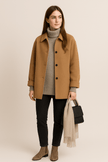 Wool Blend Winter Coat Camel - 3