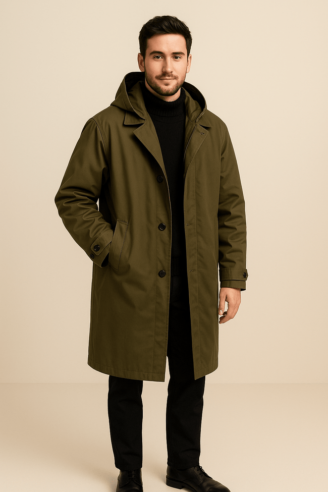 Tailored Wool Blend Trench Coat - 2