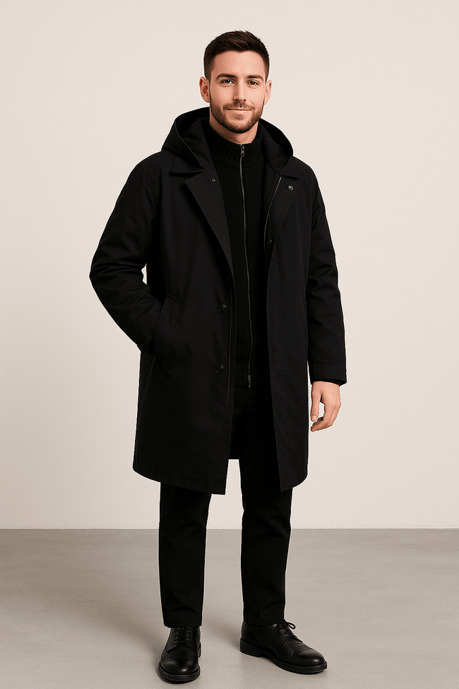 Tailored Wool Blend Trench Coat - 1