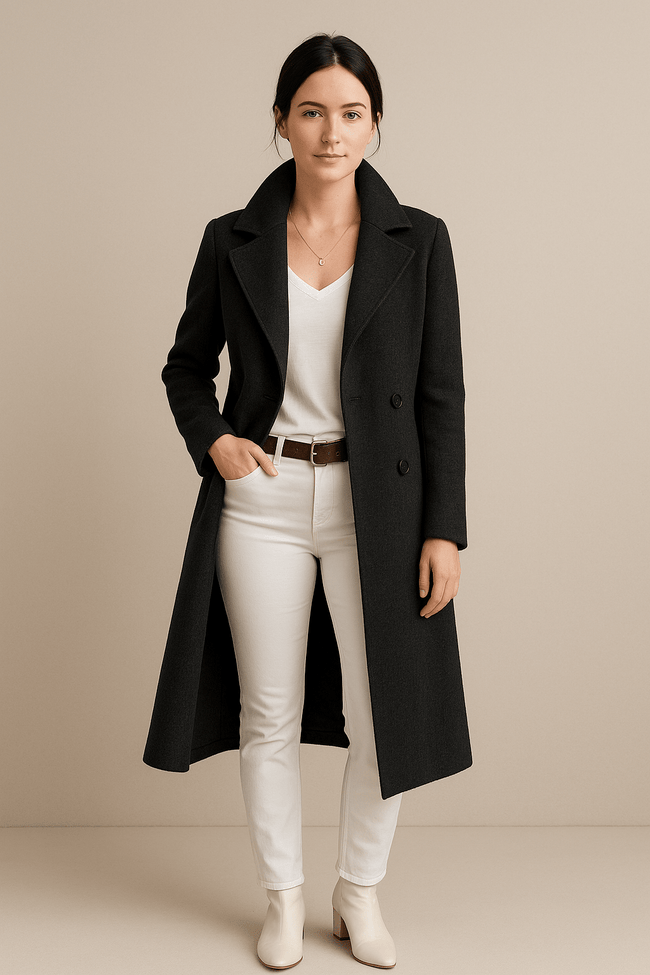 Elegant Fleece Trench Coat - 1