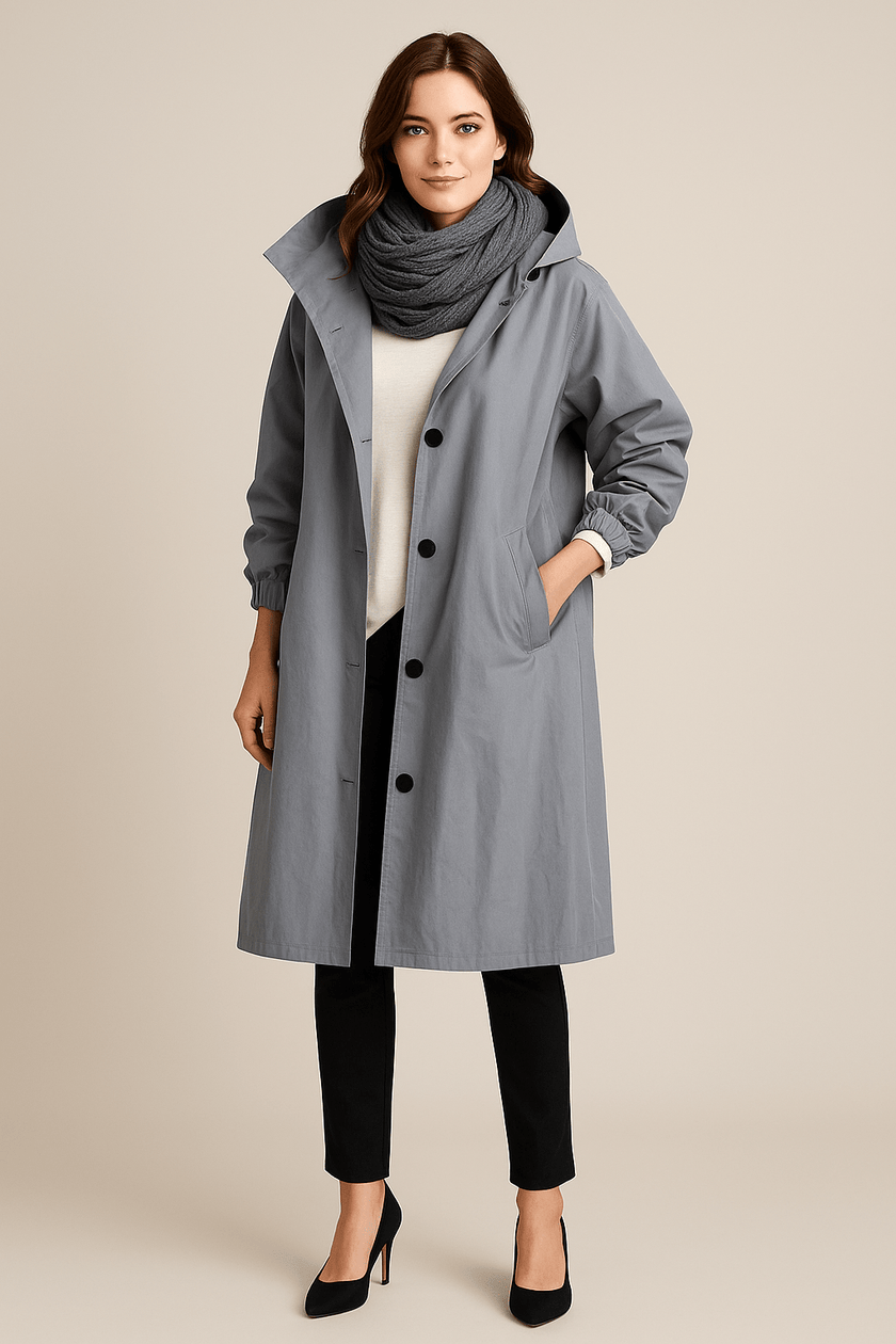 Hooded Black Trench Coat - 8