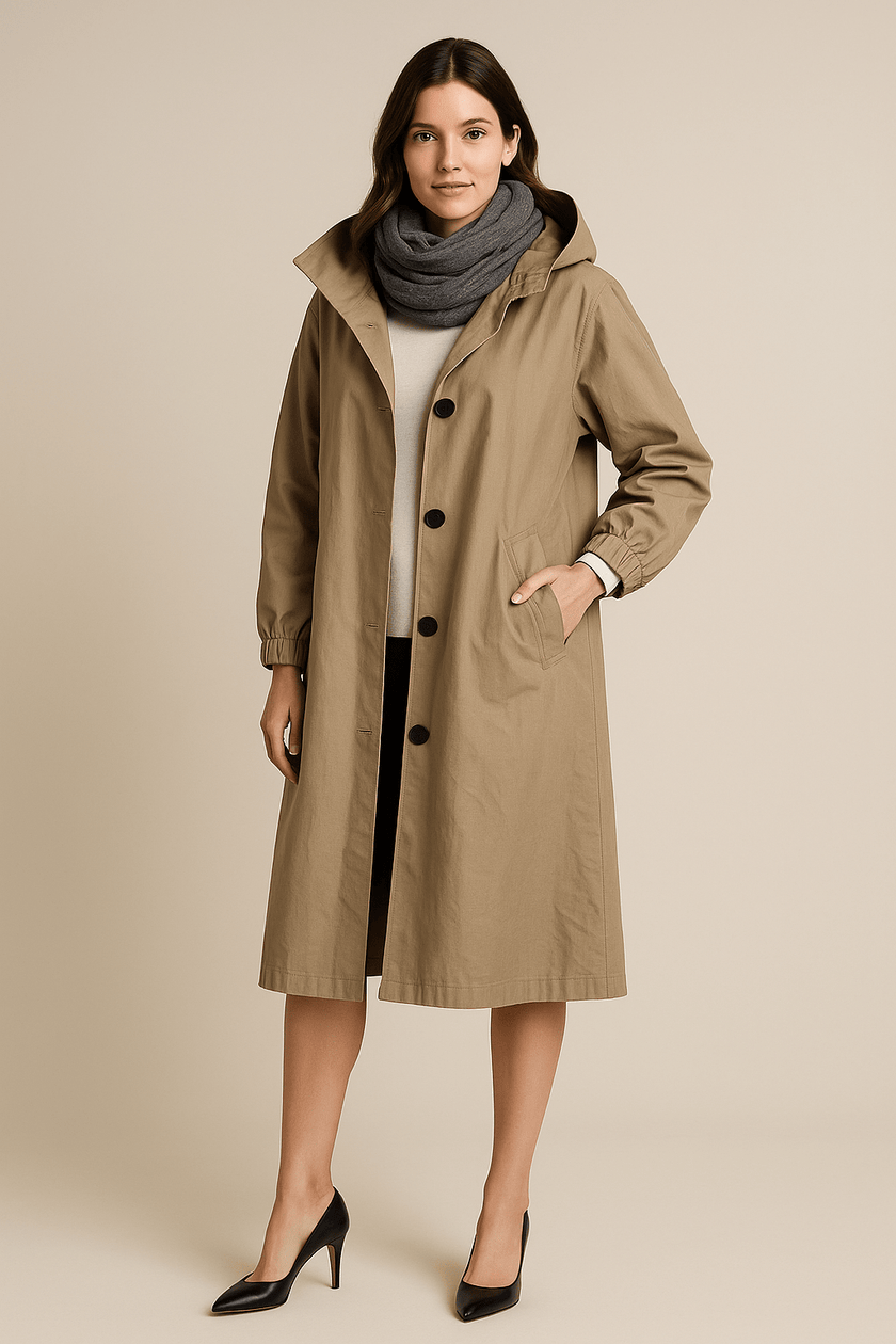 Hooded Black Trench Coat - 14