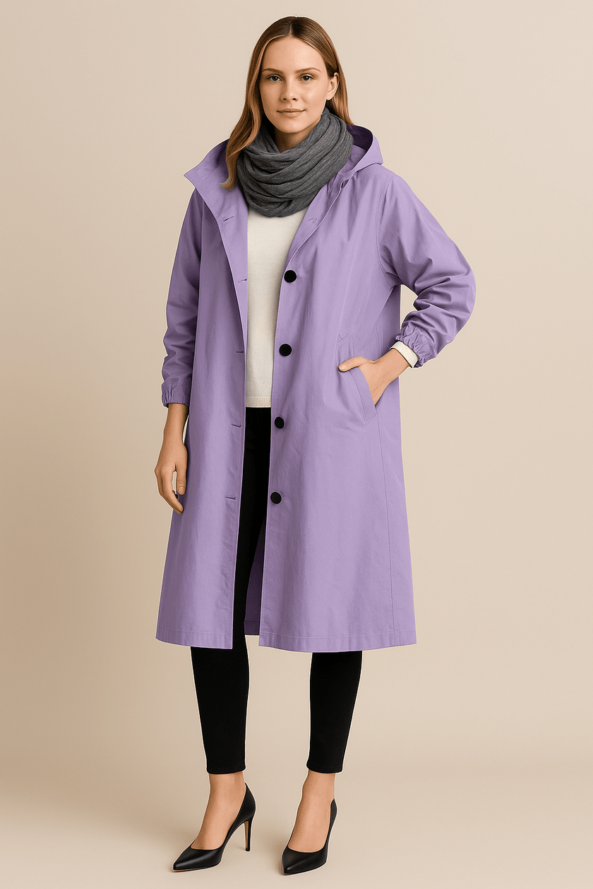 Hooded Black Trench Coat - 4