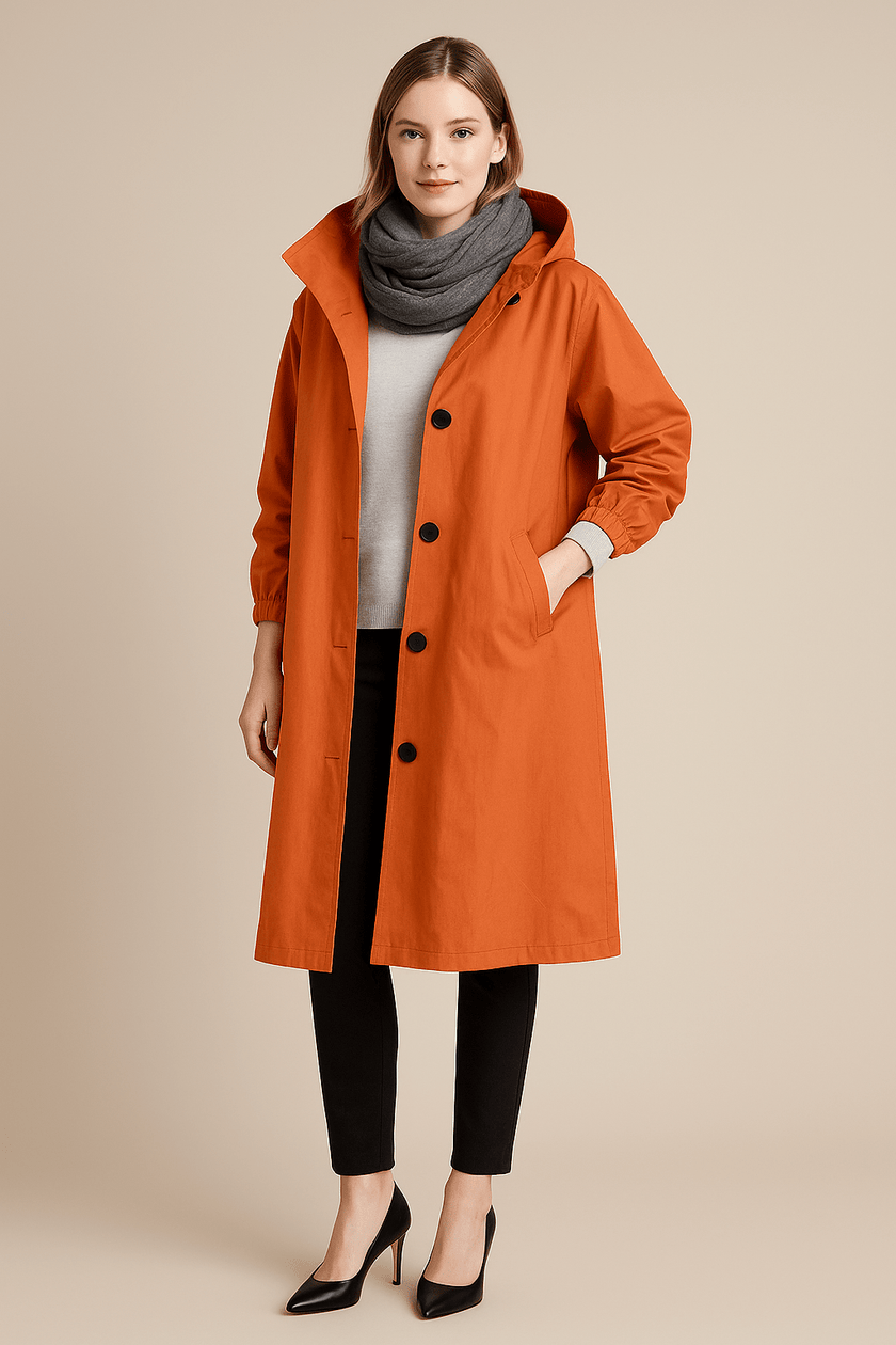 Hooded Black Trench Coat - 17