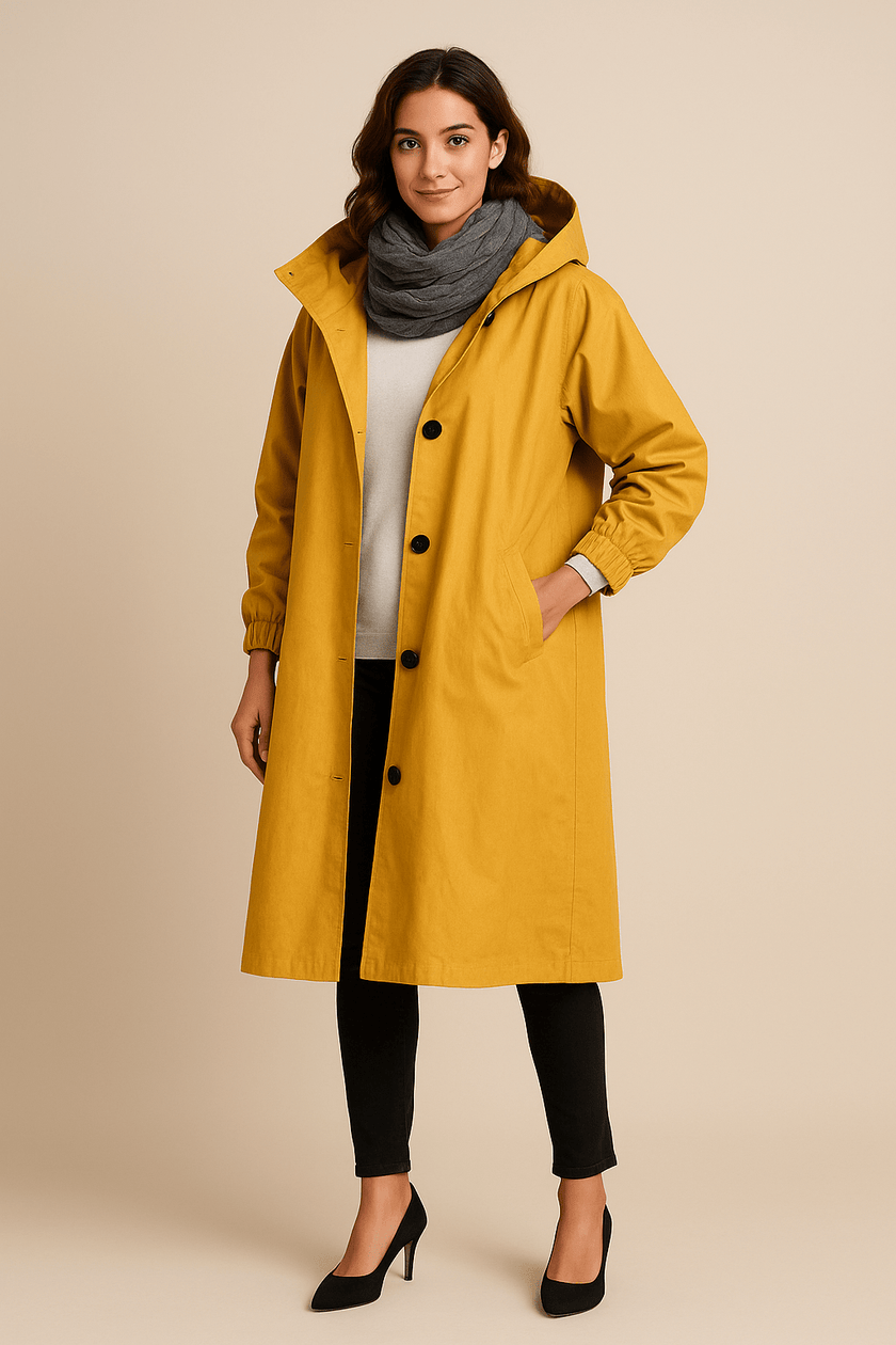 Hooded Black Trench Coat - 11