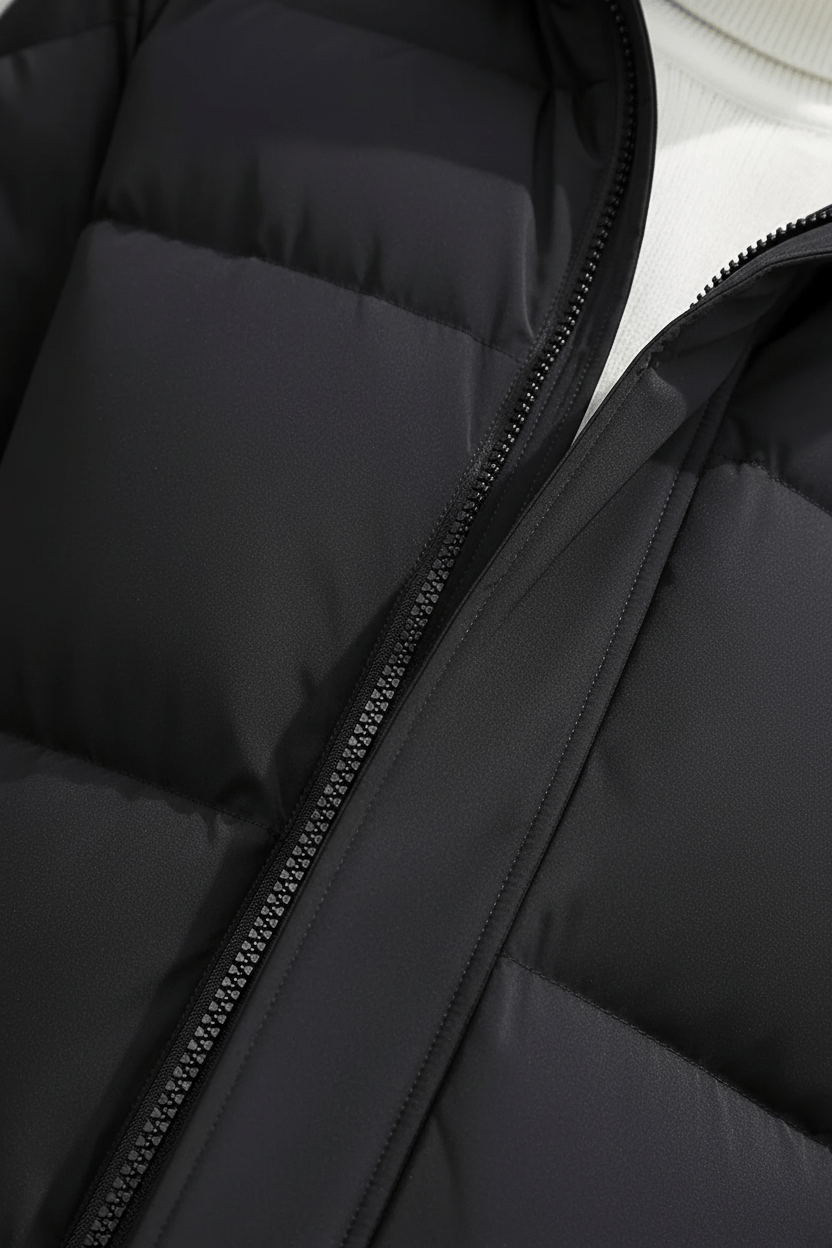 Long Quilted Puffer Coat Black - 5