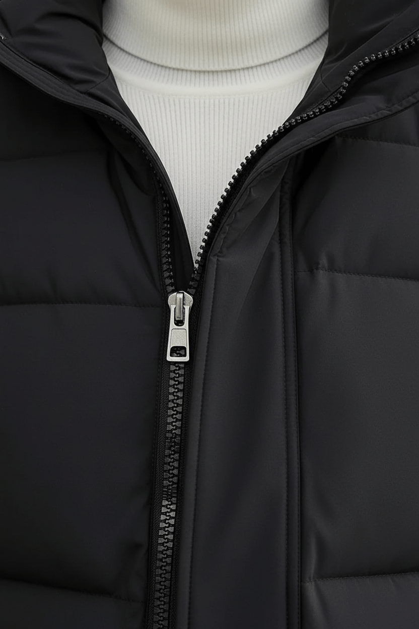 Long Quilted Puffer Coat Black - 6