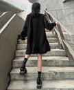 White FJØRNA volume flare dress with puffed sleeves and a fitted waist, styled for a chic, feminine look.