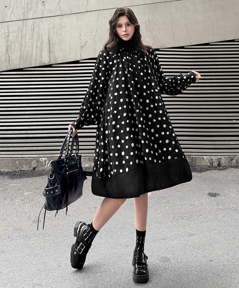 White Dot Veil Dress by FJØRNA, a stylish dress with delicate dot pattern and flowing silhouette, perfect for elegant occasions.